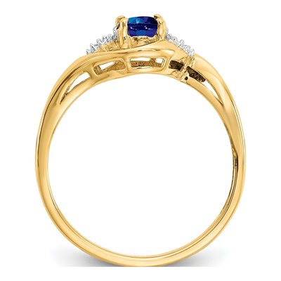 14K Yellow Gold Sapphire & Diamond Oval Ring – view 2