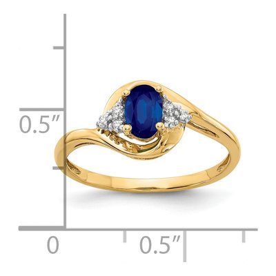 14K Yellow Gold Sapphire & Diamond Oval Ring – view 3