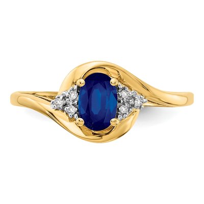 14K Yellow Gold Sapphire & Diamond Oval Ring – view 5