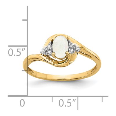 14K Yellow Gold Opal & Diamond October Ring – view 3