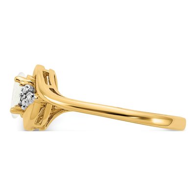 14K Yellow Gold Opal & Diamond October Ring – view 4