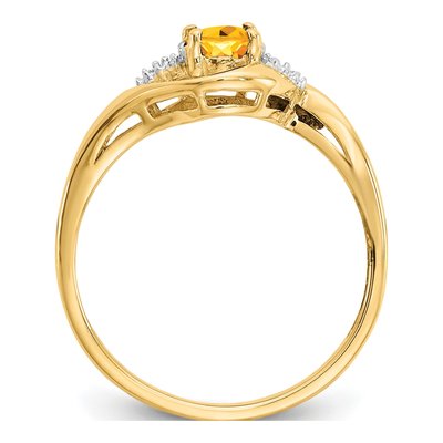 14K Yellow Gold Citrine & Diamond Oval Ring – view 2