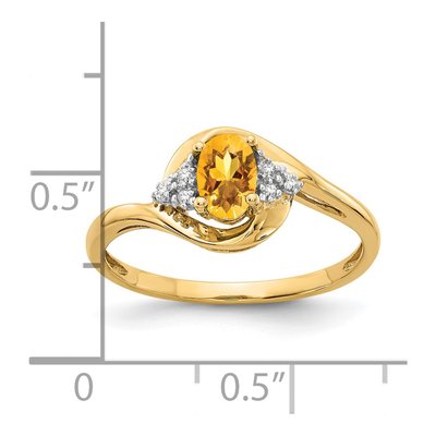 14K Yellow Gold Citrine & Diamond Oval Ring – view 3