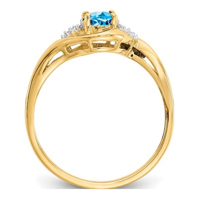 14K Yellow Gold Swiss Blue Topaz & Diamond Oval Ring – view 2