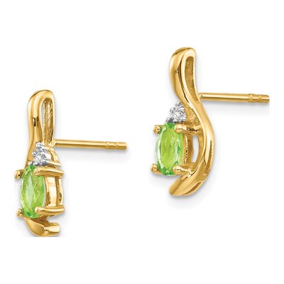 14K Yellow Gold Peridot & Diamond Dangle Earrings – view 2