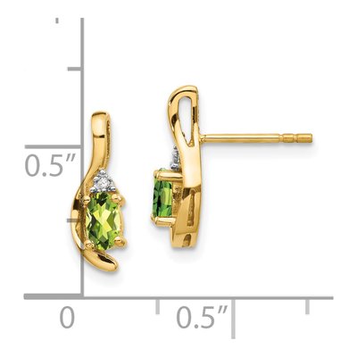 14K Yellow Gold Peridot & Diamond Dangle Earrings – view 4