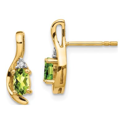 14K Yellow Gold Peridot & Diamond Dangle Earrings