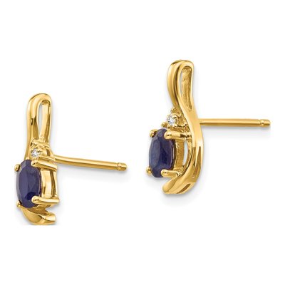 14K Yellow Gold Sapphire & Diamond Oval September Dangle Earrings – view 3