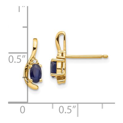 14K Yellow Gold Sapphire & Diamond Oval September Dangle Earrings – view 5