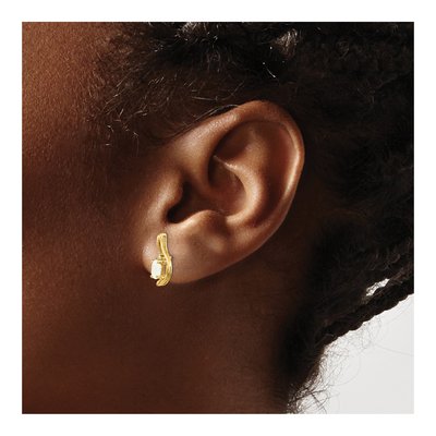 14K Yellow Gold Opal & Diamond October Dangle Earrings – view 4