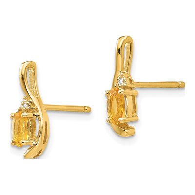 14K Yellow Gold Citrine & Diamond Dangle Earrings – view 2