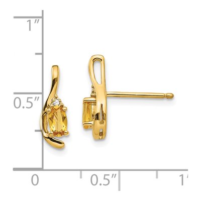 14K Yellow Gold Citrine & Diamond Dangle Earrings – view 4