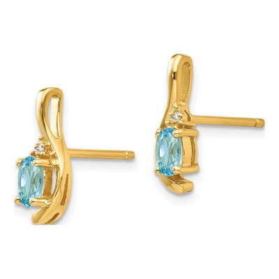 14K Yellow Gold Swiss Blue Topaz & Diamond Dangle Earrings – view 2