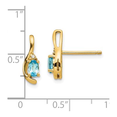 14K Yellow Gold Swiss Blue Topaz & Diamond Dangle Earrings – view 4