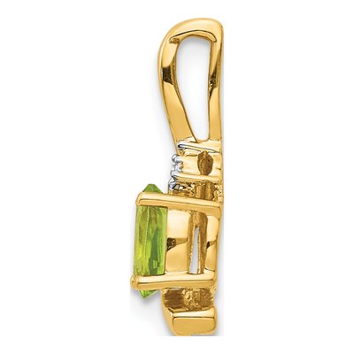 14K Yellow Gold Peridot & Diamond Oval Pendant – view 2