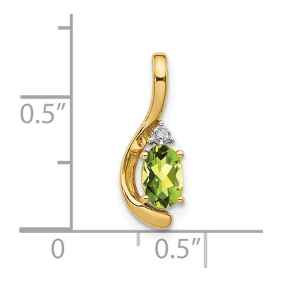 14K Yellow Gold Peridot & Diamond Oval Pendant – view 3