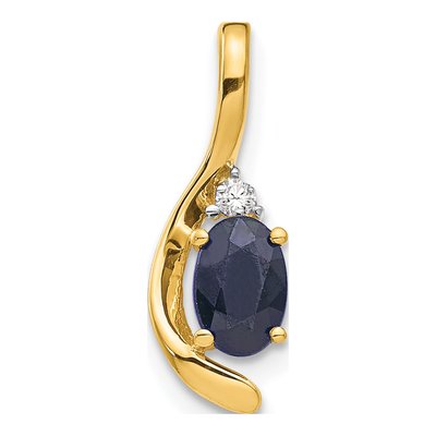 14K Yellow Gold Sapphire & Diamond September Pendant