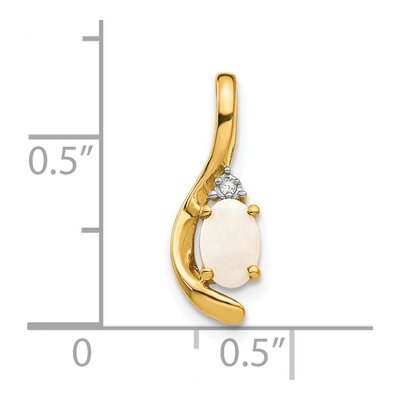 14K Yellow Gold Opal & Diamond October Pendant – view 3