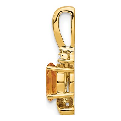 14K Yellow Gold Citrine & Diamond November Pendant – view 2