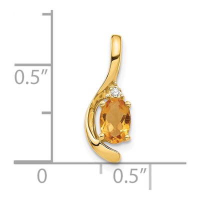 14K Yellow Gold Citrine & Diamond November Pendant – view 3
