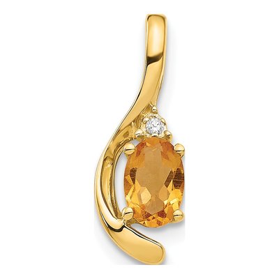 14K Yellow Gold Citrine & Diamond November Pendant