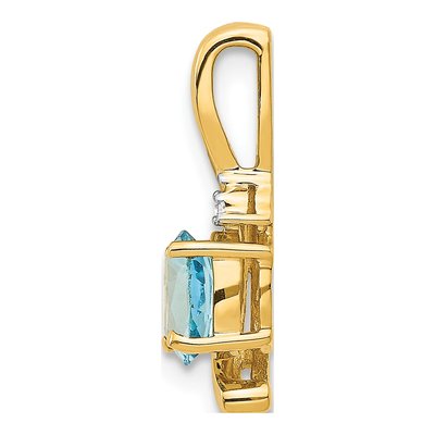 14K Yellow Gold Swiss Blue Topaz & Diamond Pendant – view 2