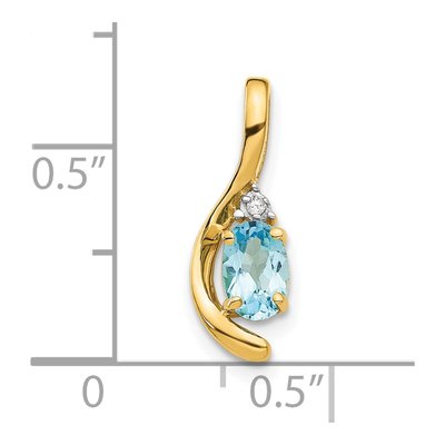 14K Yellow Gold Swiss Blue Topaz & Diamond Pendant – view 3