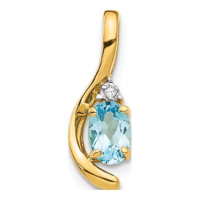 14K Yellow Gold Swiss Blue Topaz & Diamond Pendant