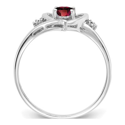 14K White Gold Garnet & Diamond Heart Ring – view 2