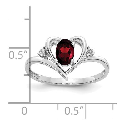 14K White Gold Garnet & Diamond Heart Ring – view 3