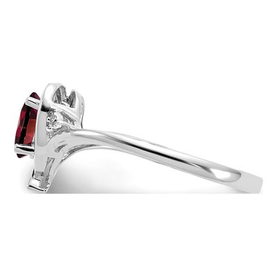 14K White Gold Garnet & Diamond Heart Ring – view 4