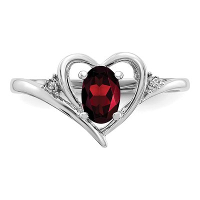 14K White Gold Garnet & Diamond Heart Ring – view 5
