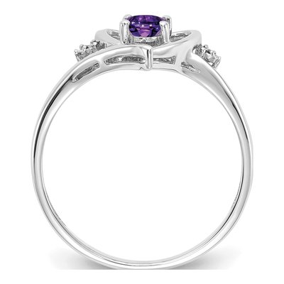 14K White Gold Amethyst & Diamond Heart Ring – view 2