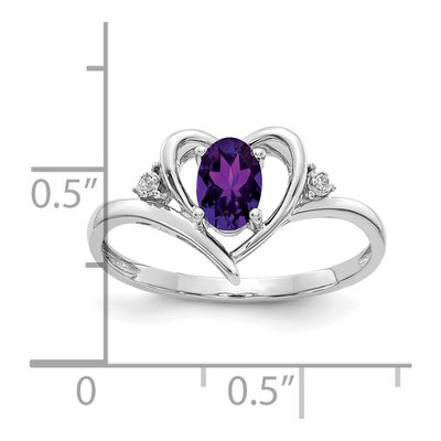 14K White Gold Amethyst & Diamond Heart Ring – view 3