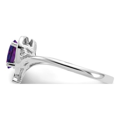14K White Gold Amethyst & Diamond Heart Ring – view 4