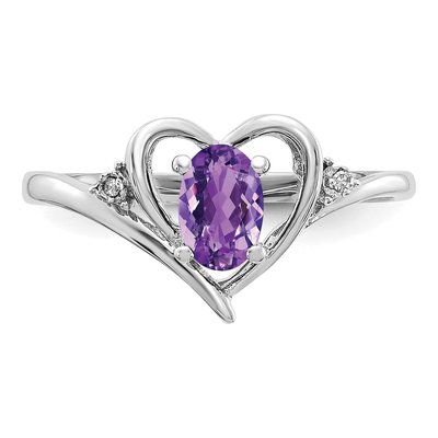 14K White Gold Amethyst & Diamond Heart Ring – view 5