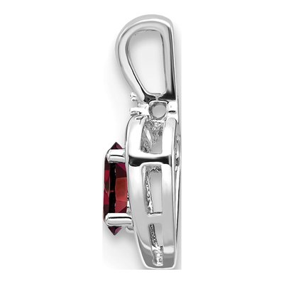 14K White Gold Garnet & Diamond January Heart Pendant – view 2