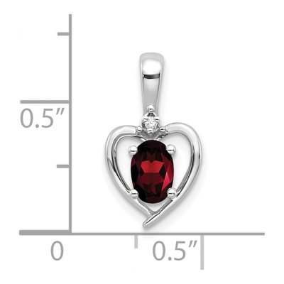 14K White Gold Garnet & Diamond January Heart Pendant – view 3