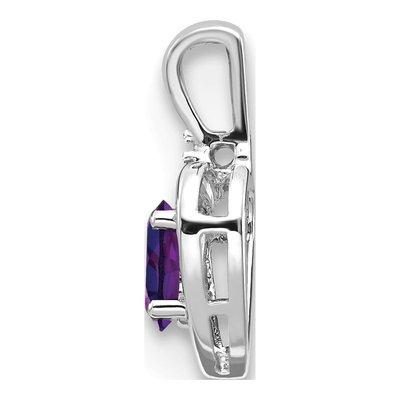 14K White Gold Amethyst & Diamond Heart Pendant – view 2