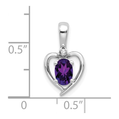 14K White Gold Amethyst & Diamond Heart Pendant – view 3