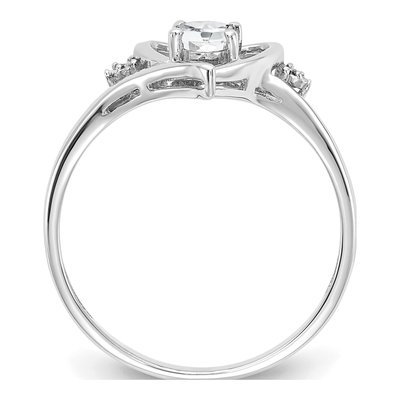 14K White Gold White Topaz & Diamond Heart Ring – view 2