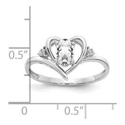 14K White Gold White Topaz & Diamond Heart Ring – view 3