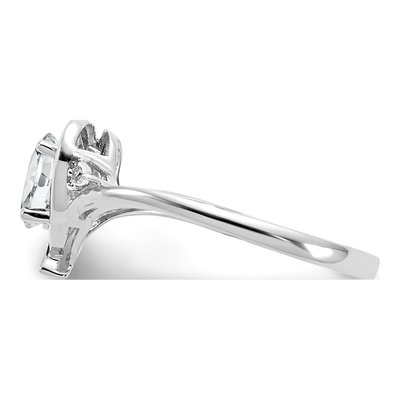 14K White Gold White Topaz & Diamond Heart Ring – view 4