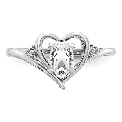 14K White Gold White Topaz & Diamond Heart Ring – view 5