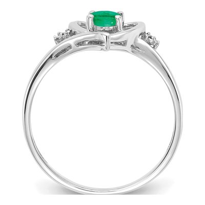 14K White Gold Emerald & Diamond Heart Ring – view 2