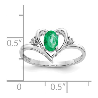 14K White Gold Emerald & Diamond Heart Ring – view 3