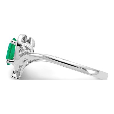 14K White Gold Emerald & Diamond Heart Ring – view 4