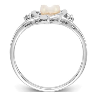 14K White Gold Pearl & Diamond Heart Ring – view 2