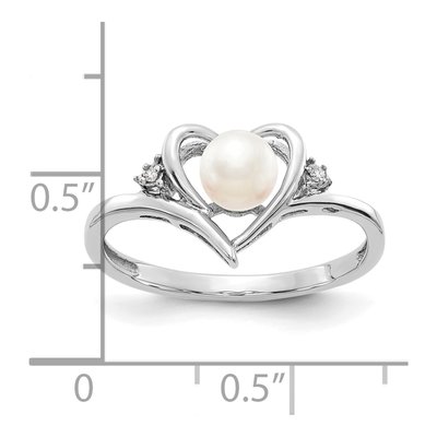 14K White Gold Pearl & Diamond Heart Ring – view 3