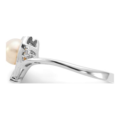 14K White Gold Pearl & Diamond Heart Ring – view 4